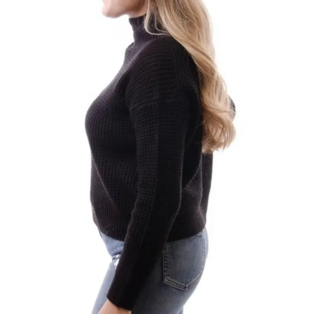 RDI Mock Neck Shaker Pullover Sweater Black Size S